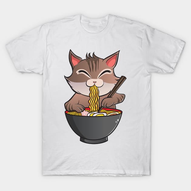 Cute & Funny Anime Kitty Ramen Kawaii Cat T-Shirt by theperfectpresents